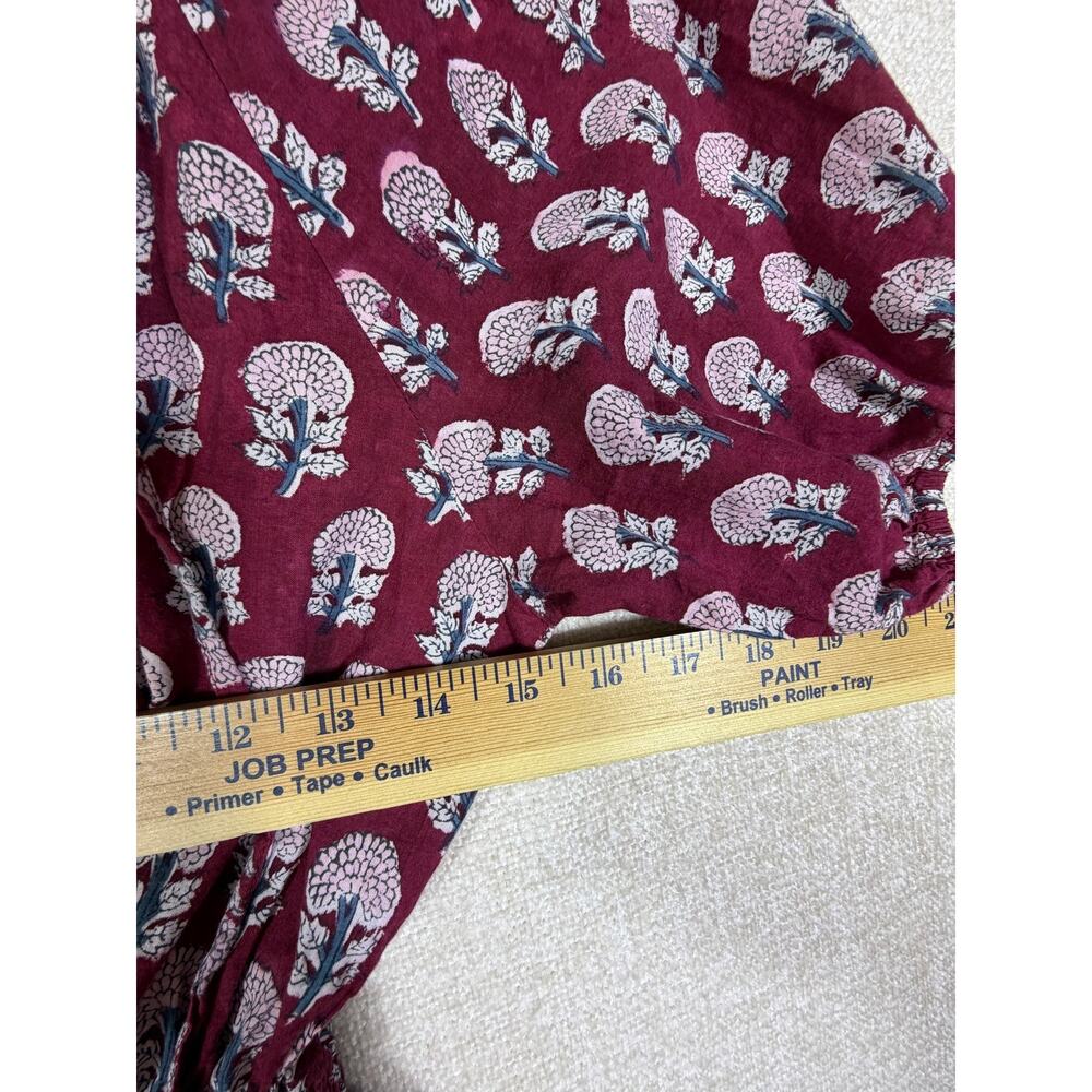 Fox and the Mermaid Women Medium Red Short Sleeve Cottagecore Boho Maxi Dress - Picture 5 of 11